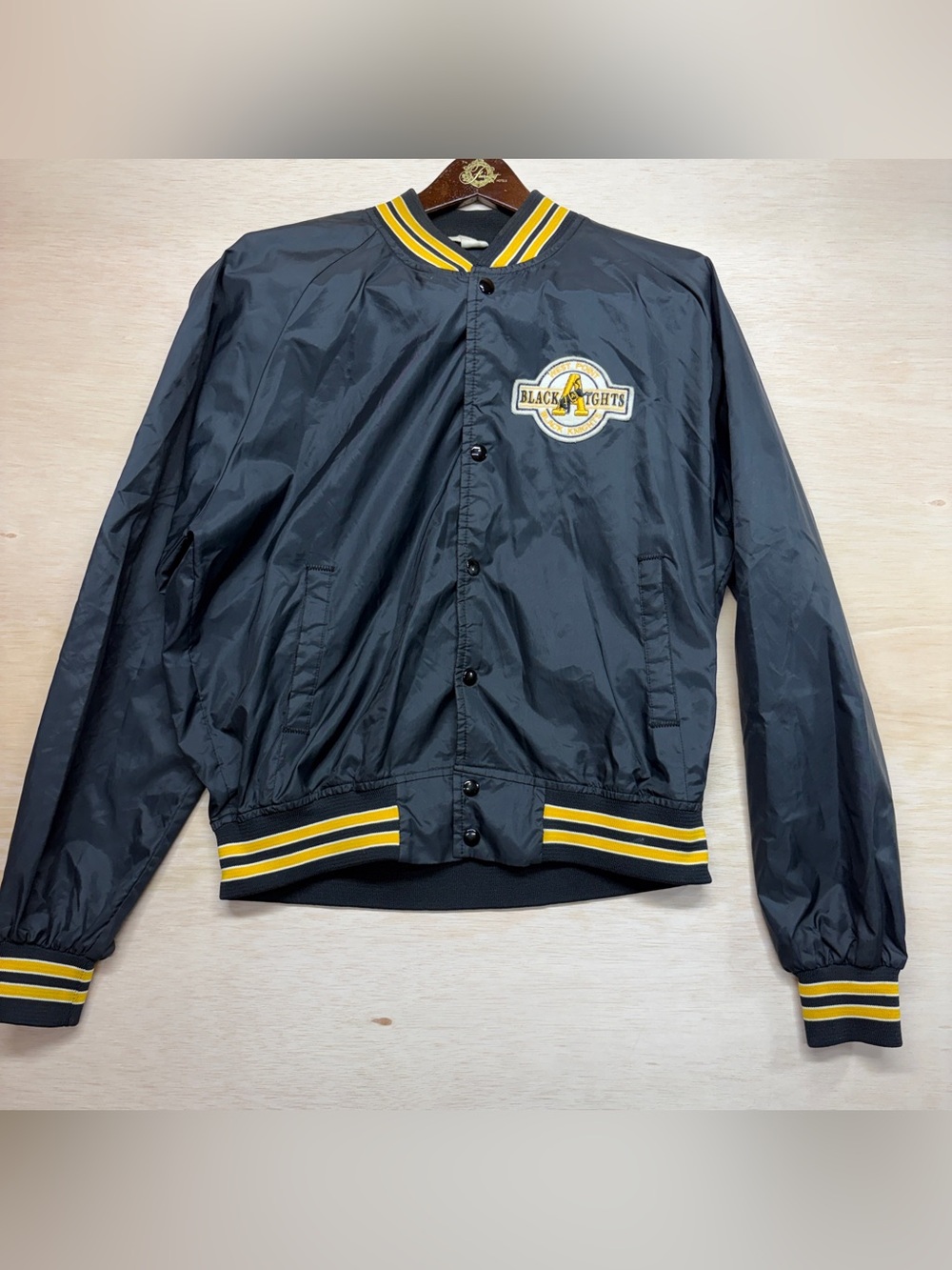 True Vintage Chalk Line West Point Black Knights Satin-Style Bomber Jacket XL